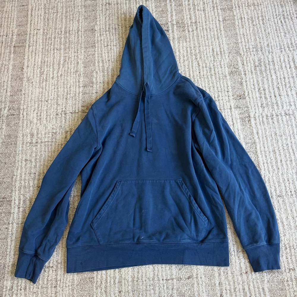 Lucky Brand Washed & Worn Blue Hoodie Pullover French Terry Mens Large